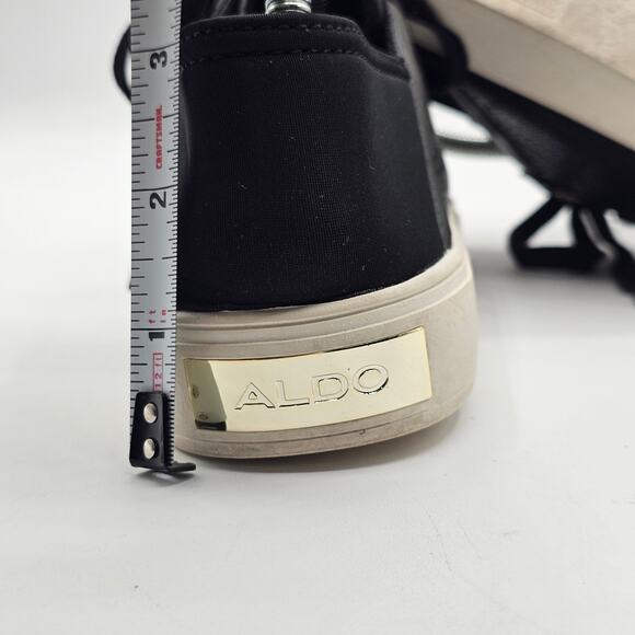 ALDO Sneakers Women’s Black Lace Mandala Cutout Gold Eyelets Size 7 - Picture 7 of 7